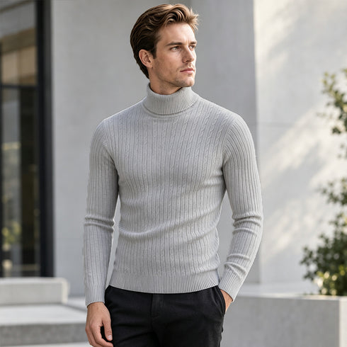Men's Soft Turtleneck Sweater 2026 Autumn Winter Warm Knit Pullover Jumper | TWILLVALE