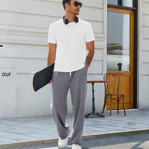 Men's Wide Leg Sweatpants – Loose Straight Fit Casual Track Pants | TWILLVALE