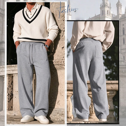Men's Wide Leg Sweatpants – Loose Straight Fit Casual Track Pants | TWILLVALE