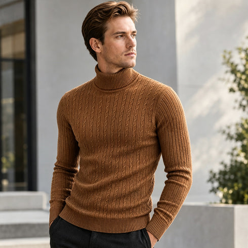 Men's Soft Turtleneck Sweater 2026 Autumn Winter Warm Knit Pullover Jumper | TWILLVALE