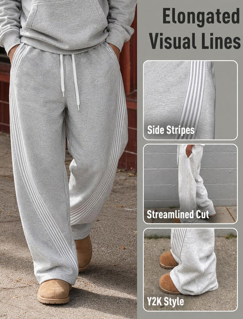 Men's Y2K Striped Wide Leg Sweatpants Baggy Streetwear Track Pants | TWILLVALE™