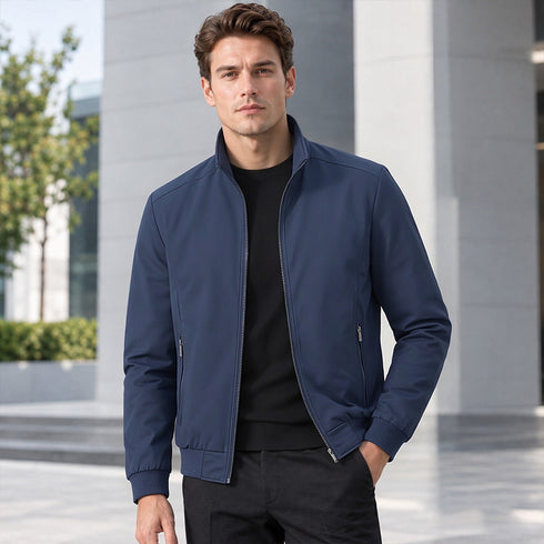 Men's Casual Jacket Stand Collar Solid Color Zip Up Bomber Coat Outerwear | TWILLVALE™