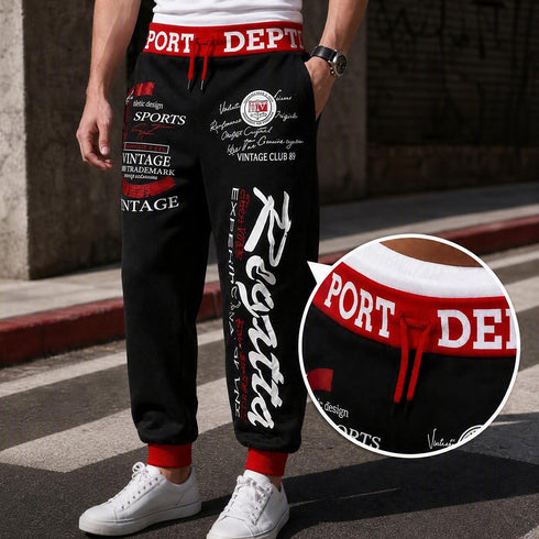 Men's Vintage Letter Print Hip Hop Jogger Sweatpants | TWILLVALE™