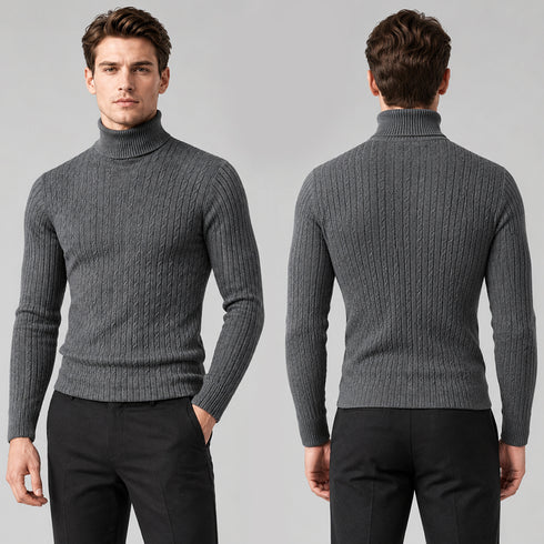 Men's Soft Turtleneck Sweater 2026 Autumn Winter Warm Knit Pullover Jumper | TWILLVALE