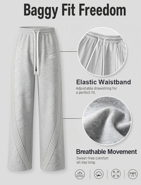 Men's Y2K Striped Wide Leg Sweatpants Baggy Streetwear Track Pants | TWILLVALE™