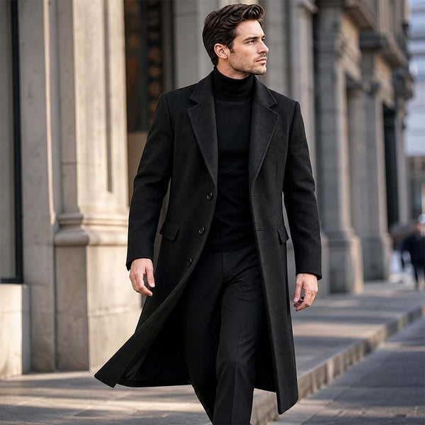 Men‘s Coat Single Breasted Long Pea Coat Trench Coat | TWILLVALE™