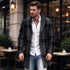 Men's Grey Plaid Lapel Wool-Blend Overcoat | TWILLVALE