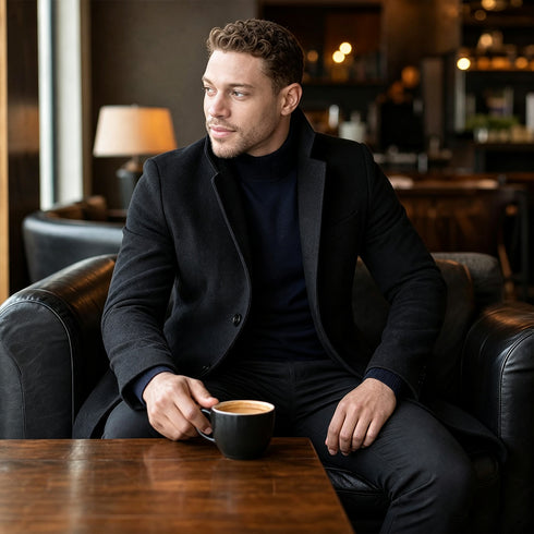 Men's Modern Wool Blend Trench Coat Slim Fit Topcoat | TWILLVALE™