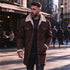 Men's Faux Suede Shearling Collar Coat – Vintage Longline Winter Coat | TWILLVALE