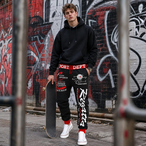 Men's Vintage Letter Print Hip Hop Jogger Sweatpants | TWILLVALE™