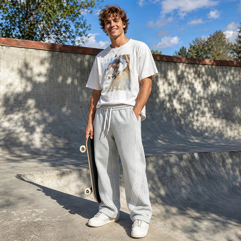 Men's Y2K Striped Wide Leg Sweatpants Baggy Streetwear Track Pants | TWILLVALE™