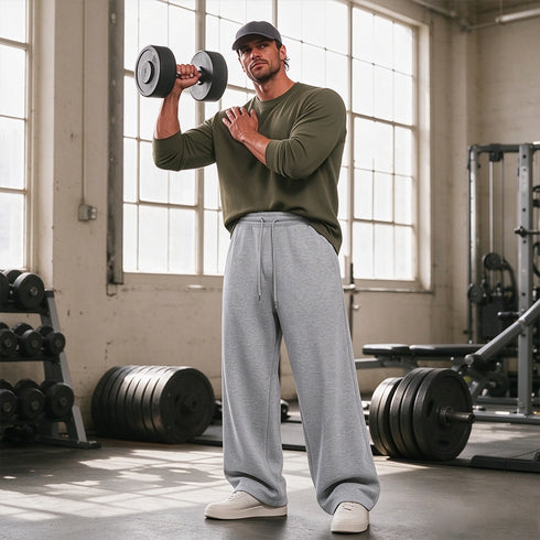 Men's Wide Leg Sweatpants – Loose Straight Fit Casual Track Pants | TWILLVALE