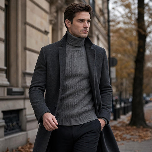 Men's Soft Turtleneck Sweater 2026 Autumn Winter Warm Knit Pullover Jumper | TWILLVALE