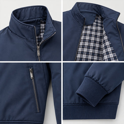 Men's Casual Jacket Stand Collar Solid Color Zip Up Bomber Coat Outerwear | TWILLVALE™