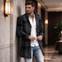 Men's Grey Plaid Lapel Wool-Blend Overcoat | TWILLVALE
