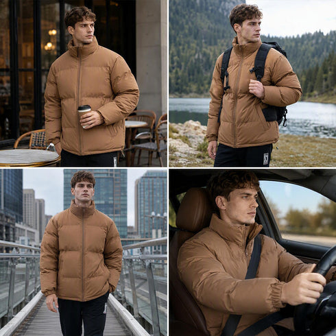 Men’s Warm Winter Outerwear Windproof Waterproof Stand-Collar Puffer Jacket | TWILLVALE™