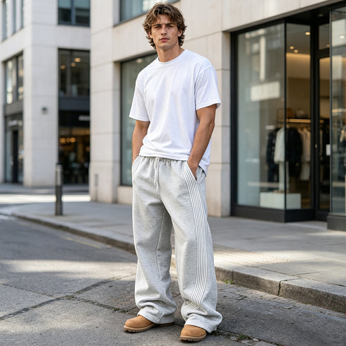 Men's Y2K Striped Wide Leg Sweatpants Baggy Streetwear Track Pants | TWILLVALE™