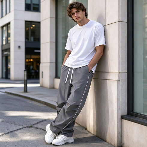Men's Quick-Drying Casual Pants Side-Stripe Baggy Sweatpants | TWILLVALE