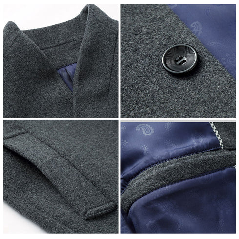 Men's Modern Wool Blend Trench Coat Slim Fit Topcoat | TWILLVALE™