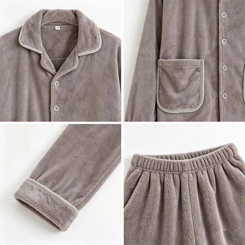 Men’s Furry Flannel Pajama Set Soft Fleece Top & Pants Indoor Nightwear Loungewear | TWILLVALE™