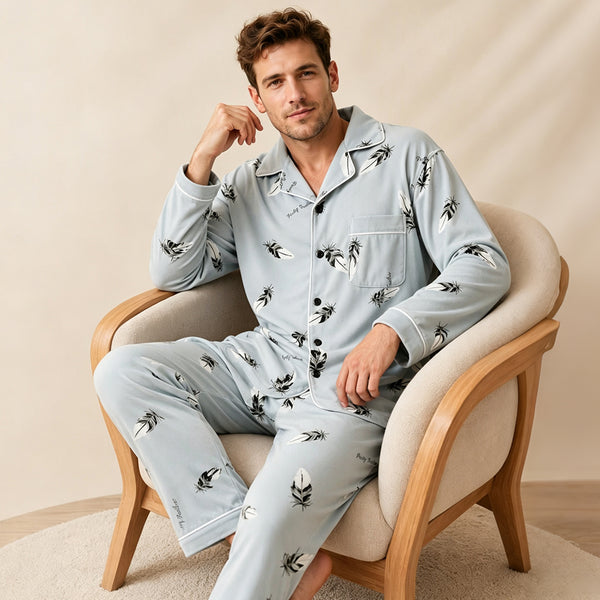Men's Casual Pajama Set Long Sleeve & Long Pants 2-Piece Home Loungewear | TWILLVALE™