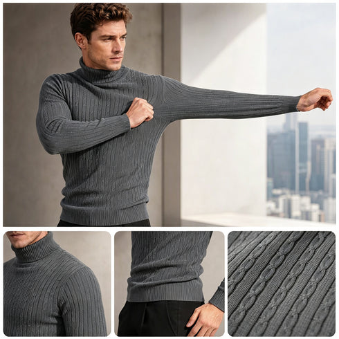 Men's Soft Turtleneck Sweater 2026 Autumn Winter Warm Knit Pullover Jumper | TWILLVALE
