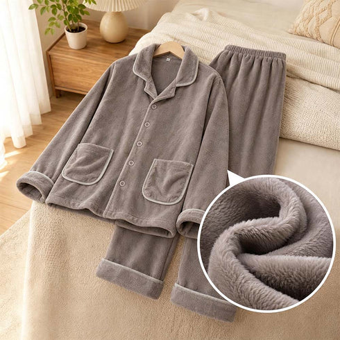 Men’s Furry Flannel Pajama Set Soft Fleece Top & Pants Indoor Nightwear Loungewear | TWILLVALE™
