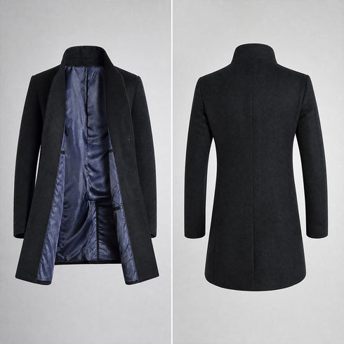Men's Modern Wool Blend Trench Coat Slim Fit Topcoat | TWILLVALE™
