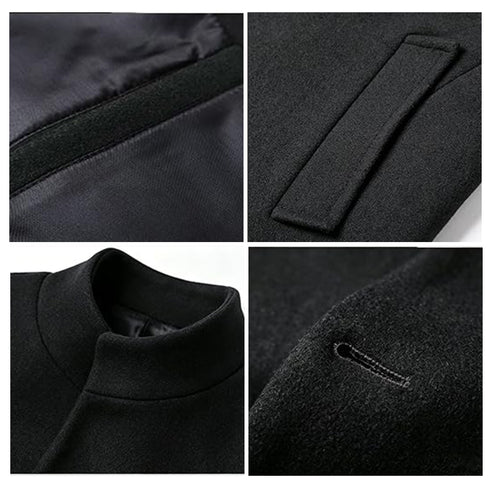 Men's Slim-Fit Wool-Blend Stand Collar Overcoat | TWILLVALE