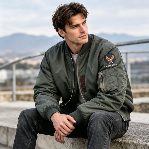 Men's Vintage Air Force Flight Bomber Jacket Casual Streetwear Outerwear | TWILLVALE™