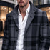 Men's Grey Plaid Lapel Wool-Blend Overcoat | TWILLVALE