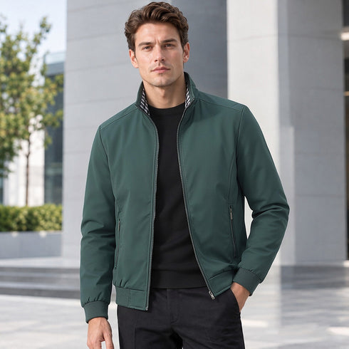 Men's Casual Jacket Stand Collar Solid Color Zip Up Bomber Coat Outerwear | TWILLVALE™