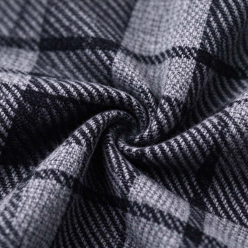 Men's Grey Plaid Lapel Wool-Blend Overcoat | TWILLVALE
