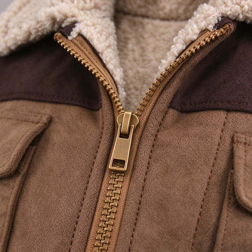 Men's Faux Suede Shearling Collar Coat – Vintage Longline Winter Coat | TWILLVALE